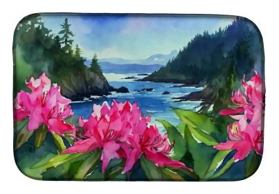 Washington Coast Rhododendrons in Watercolor Dish Drying Mat Absorbent Dish Drying Mat Pad for Kitchen Counter Dish Drainer Mat for Countertop
