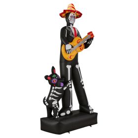 7.3ft Ghostly Musician With Dog,6 LEDs,Black,White,Orange,Halloween Inflatable Decoration,1500mA,12V,US Standard (Option: default)