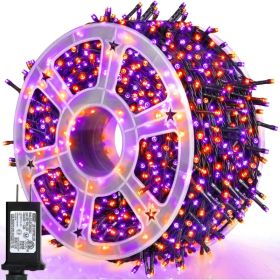 500 LED Halloween Lights Outdoor,164 FT Twinkle Lights Waterproof Purple Orange, 8 Modes, Plug In, Timer Memory Function (Option: Multicolor)