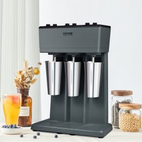 Milkshake Maker, 375W X 3 Electric Milkshake Machine, Triple Heads Drink Mixer Blender Machine, 3-Speed Milkshake Mixer With 3 X 820 Ml Stainless (Option: Grey)