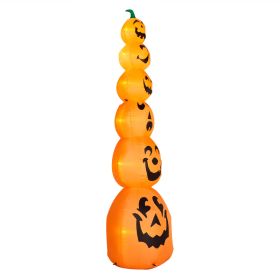 9FT Halloween Inflatable Stacked Pumpkins,Blow Up 6 Pumpkins Inflatable With Built-in LED Lights Outdoor Decorations Large Party Yard Decoration (Option: default)