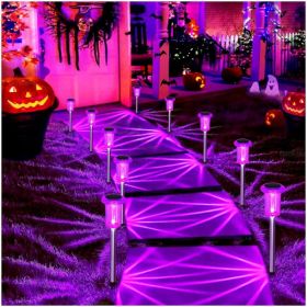 Solar Halloween Lights Outdoor Waterproof 10 Pack Halloween Decor Stake Lights For Yard Pathway Garden Patio Lawn Walkway Driveway, Auto (Option: Purple)