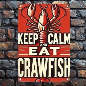 CIFbuy 1pc Keep Calm Eat Crab Iron Wall Art 8x12 Inch, Funny Vintage Metal Plaque Sign, Retro Kitchen Home Bar Cafe Garage Decor Hangin TikTok, T (Option: Defaulttitle)