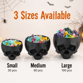 3D Printed Halloween Skull Storage Bowl, Black Gothic Desktop Organizer, Decorative Tabletop Container, 3 Sizes Available (Option: Large-Skull-Halloween)
