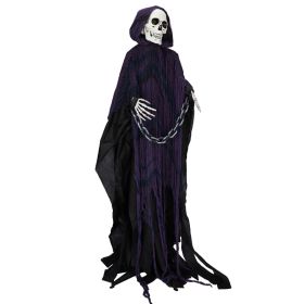 6ft Halloween Decorations Outdoor Life Size Animatronics Grim Reaper With Chain,Sound-Actived Party Decor With Creepy Sound ,Scary Haunted House (Option: default)