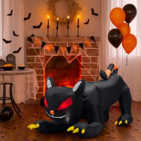 6.5 FT Halloween Inflatables Animated Black Cat With Shakable Head,Outdoor Decorations Blow Up Yard Decor With Built-in LEDs For Indoor Party Gar (Option: default)
