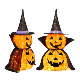 Replace 57928819 2-pack 3FT Halloween Foldable Lighting Pumpkin Decoration, 150 Corner LED Pop Up Pumpkin Lights, Plug In With Metal Bracket For (Option: default)