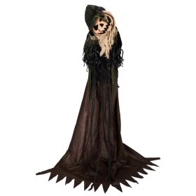 5.7ft Halloween Decorations Outdoor Life Size Animatronics Wizard With Pumpkin Face,Sound-Actived Party Decor With Creepy Sound ,Scary Haunted Ho (Option: default)