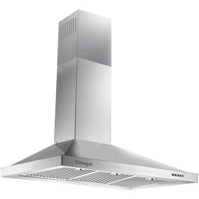 Range Hood 36 Inch;  Wall Mount Vent Hood In Stainless Steel With Ducted/Ductless Convertible Duct;  3 Speed Exhaust Fan;  Energy Saving LED Ligh (Option: Silver)