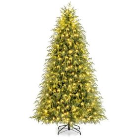 7ft Pre-Lit Christmas Tree - 400 Warm White LEDs, 1217 Branch Tips, Dual-Layer TPE/PVC Design, Green (Option: default title)