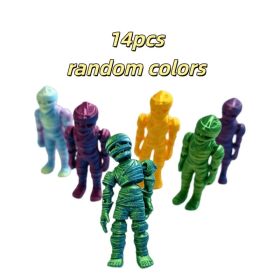 4-14-22PCS Mummy Figures Random Colors 3D Printed Halloween Mini Figurines Desktop Decor Collectible Display Seasonal Gift (Option: Mummy Inspired-14PCS)