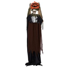 Replace 17741135 5.6ft Halloween Decorations Outdoor Life Size Animatronics Ghost With Pumpkin Head,Sound-Actived Party Decor With Creepy Sound , (Option: default)